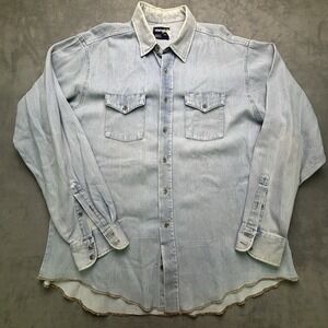 Vintage Wrangler Mens 18x36 Blue Denim Western Cowboy Raw Hem Sun Fade USA Made